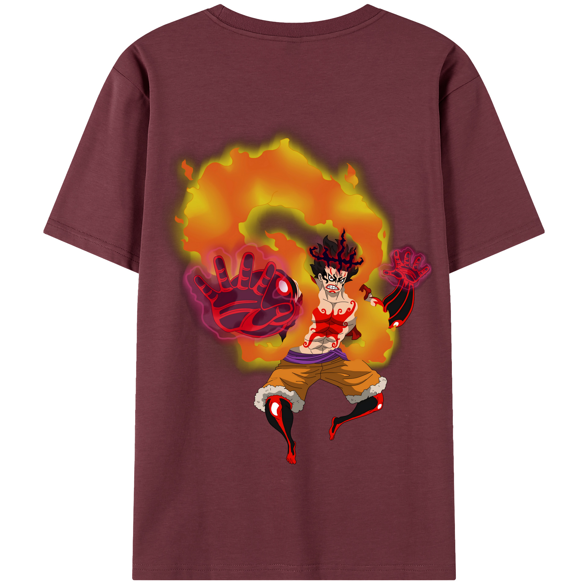 ワンピース モンキー・D・ルフィ ONE PIECE Monkey D. Luffy 綿100％半袖Tシャツ（背面プリント）
